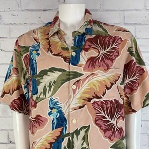 Tommy Bahama Shirt‎ Men's XL Hawaiian Camp Shirt Floral 100% Silk Parrots Birds